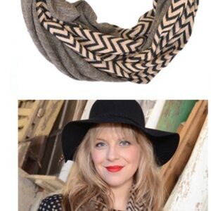 Limited Edition Borelli Chevron Gold Lurex Infinity Sparkly Scarf Raw Edges USA